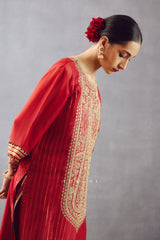 Red Embroidered Kurta Set by Torani