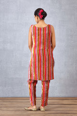 Striped Printed Slip & Pants In Silk Velvet