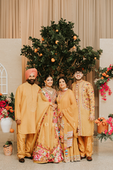 Jaskirt Nijjar and Family in Our Custom SUNEHRA Lehenga and KURTA Sets