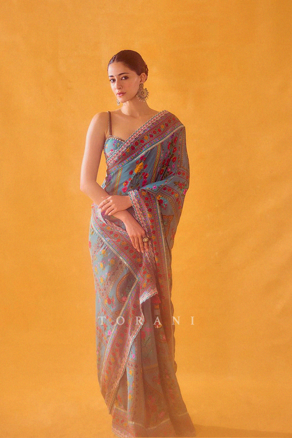 Ananya Pandey in our Dil Nawaz Nasreen Zarqa Saree Set