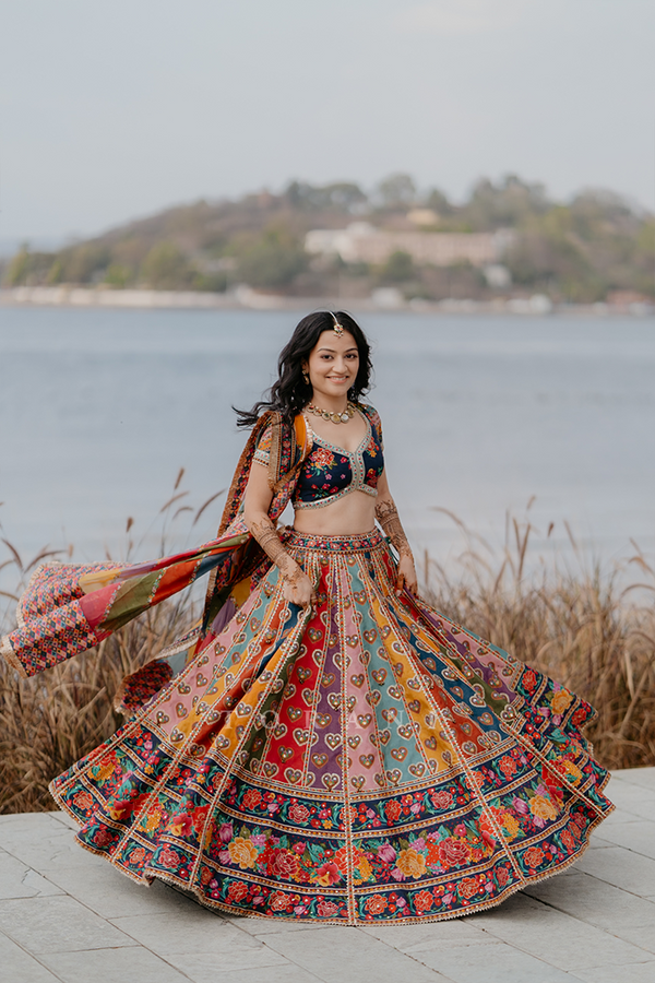 Tanvi and Navkar in our Dil Rang Jiya Lehenga Set and Custom Bandi Set