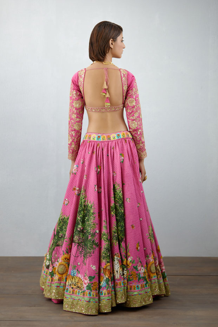 digital printed lehenga choli with hand embroidery