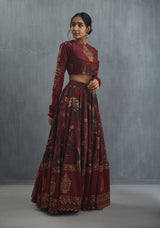 Sale- Sanobar Bindu Aari Waraq Lehenga Set