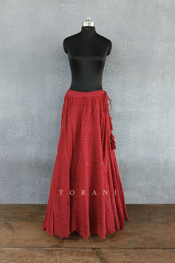 Sale- Surkh Advaita Lehenga Skirt