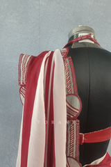 Surkh Mahi dhari pitch Saree with Blouse/ Damage