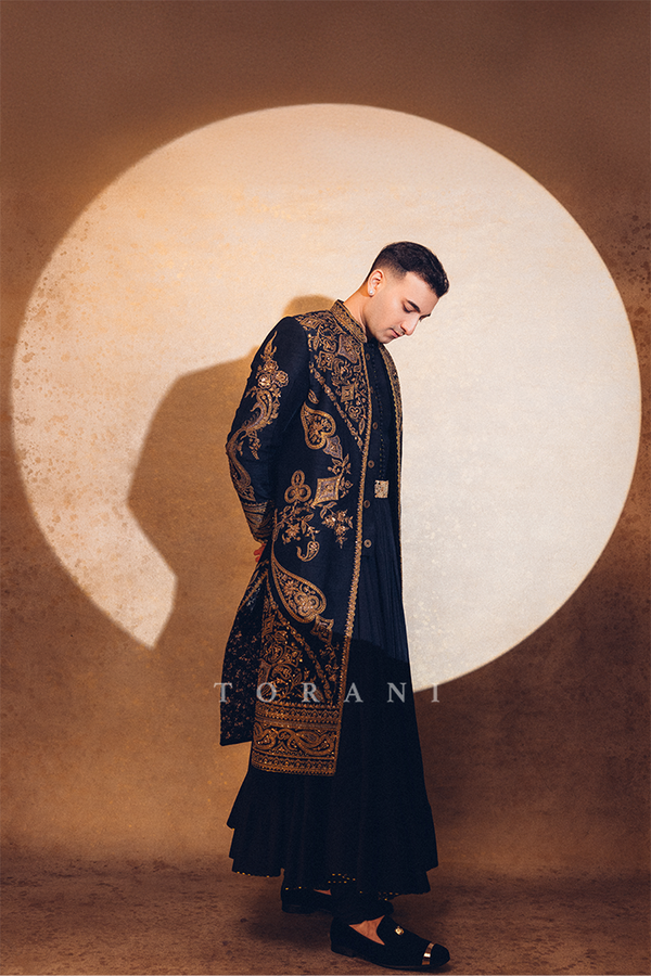 Rishab Rikhiram Sharma in our Dahre Anjum Sherwani Set